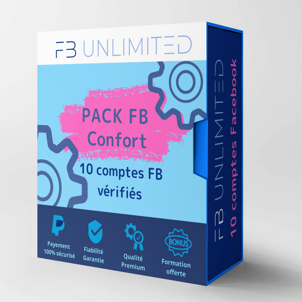 Pack Confort : 10 comptes FB vérifiés par TEL. (no ads)